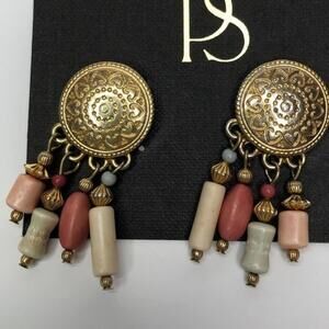Beautiful boho vintage gold‎ earrings stone beads